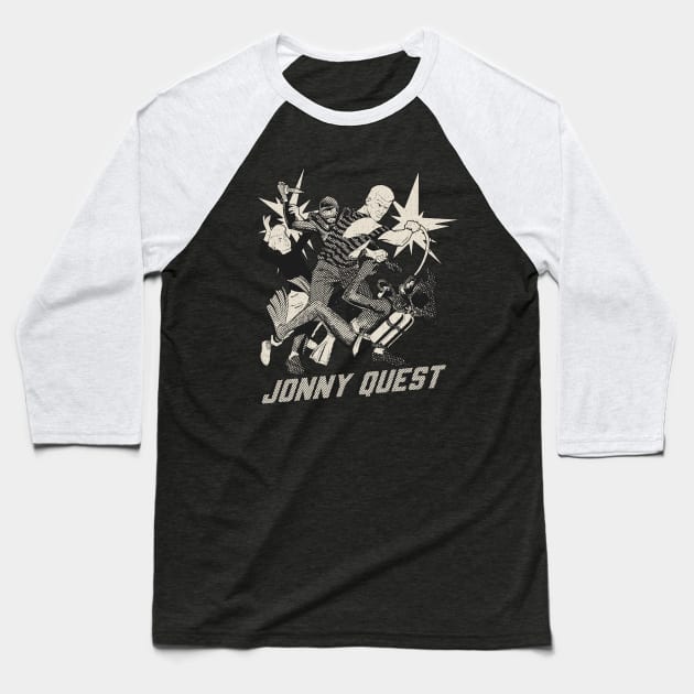 Jonny Quest -monochrome Baseball T-Shirt by RetroPandora